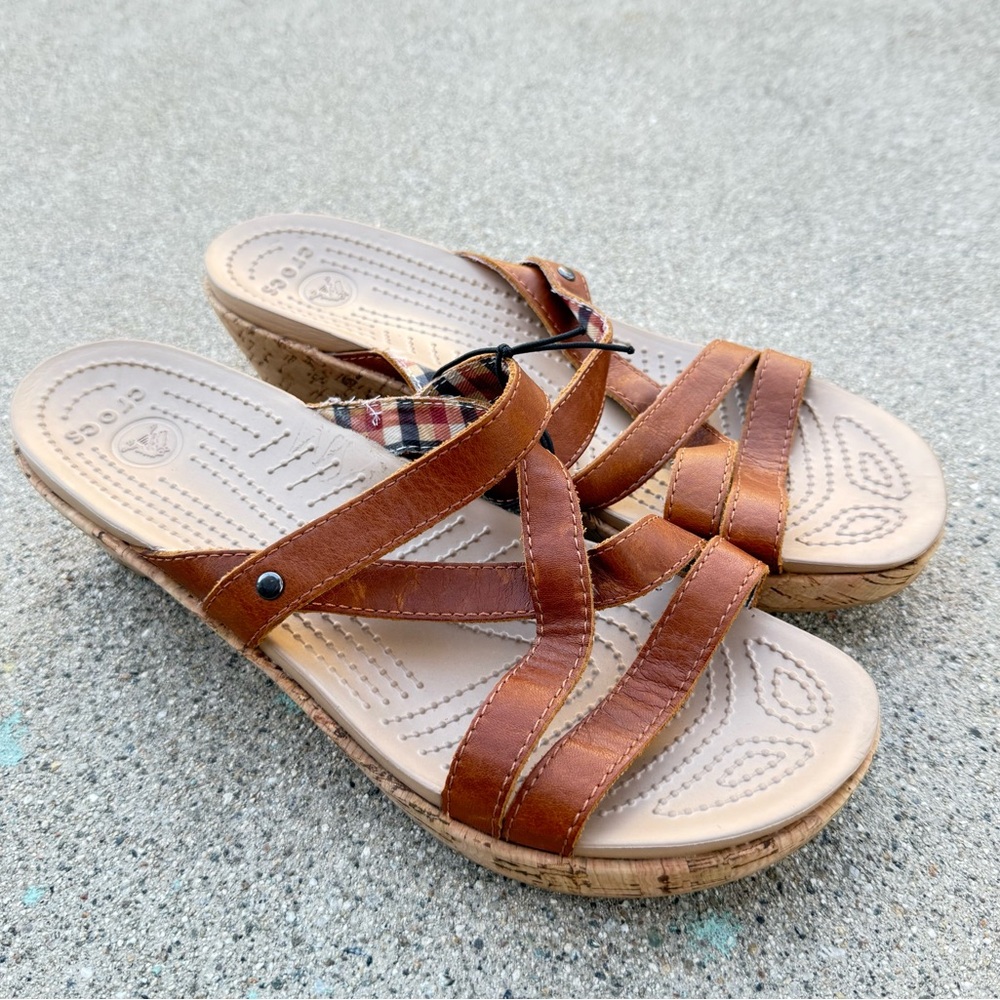CROCS Strappy Cork Wedge Sandals size 9 preloved spring summer brunch vacation - Picture 6 of 6